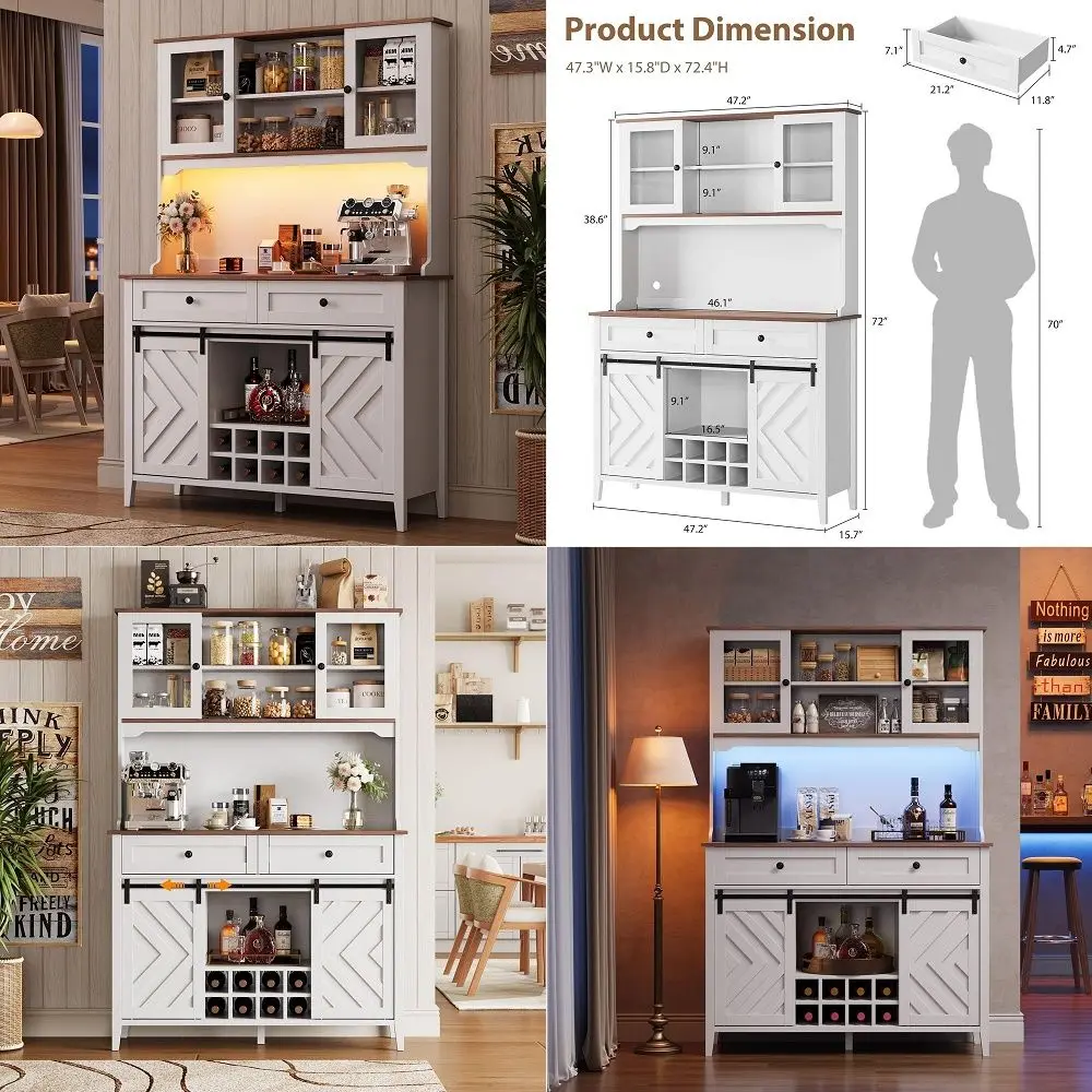 Coffee Bar Cabinet with Builtin Mini Fridge, Wine amp Liquor Bar Cabinet with LED Lights amp Power Outlets, Glass Door Mini Fri
Coffee Bar Cabinet with Builtin Mini Fridge, Wine amp Liquor Bar Cabinet with LED Lights amp Power Outlets, Glass Door Mini Fri