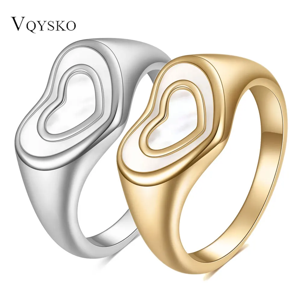 Fashion New Ring Stainless Steel Shell Inlaid Double Heart Rings Women For Parties Wedding Jewelry Gifts
Fashion New Ring Stainless Steel Shell Inlaid Double Heart Rings Women For Parties Wedding Jewelry Gifts