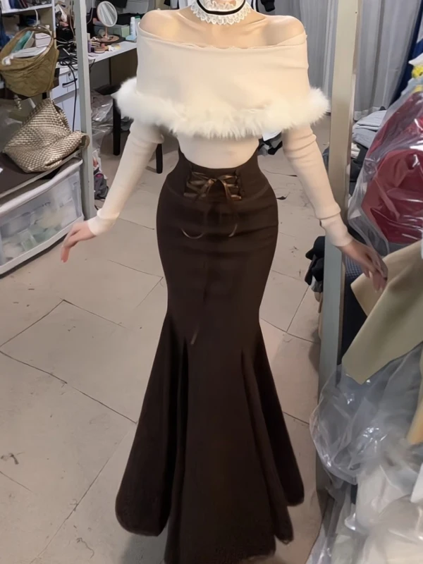 Комплект из двух предметов: топ на одно плечо и юбка с фасоном «рыбий хвост», комфортный хлопок, французский стиль, зимняя мода для женщин...
Комплект из двух предметов: топ на одно плечо и юбка с фасоном «рыбий хвост», комфортный хлопок, французский стиль, зимняя мода для женщин...