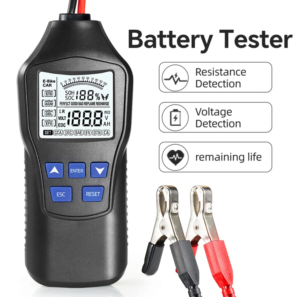 Тестер батареи 12 В/24 В для автомобилей, электровелосипедов, ЖК-цифровой экран, автомобильный диагностический сканер, инструмент, быстрая проверка Интеллектуальный
Тестер батареи 12 В/24 В для автомобилей, электровелосипедов, ЖК-цифровой экран, автомобильный диагностический сканер, инструмент, быстрая проверка Интеллектуальный
