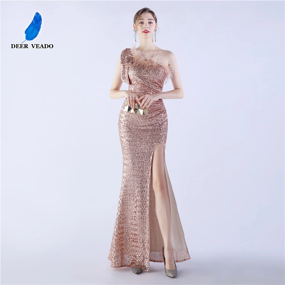 DEERVEADO One Shoulder Sequined Mermaid Evening Dress for Woman Elegant Slit Formal Occasion Dress Prom Party Dresses
DEERVEADO One Shoulder Sequined Mermaid Evening Dress for Woman Elegant Slit Formal Occasion Dress Prom Party Dresses
