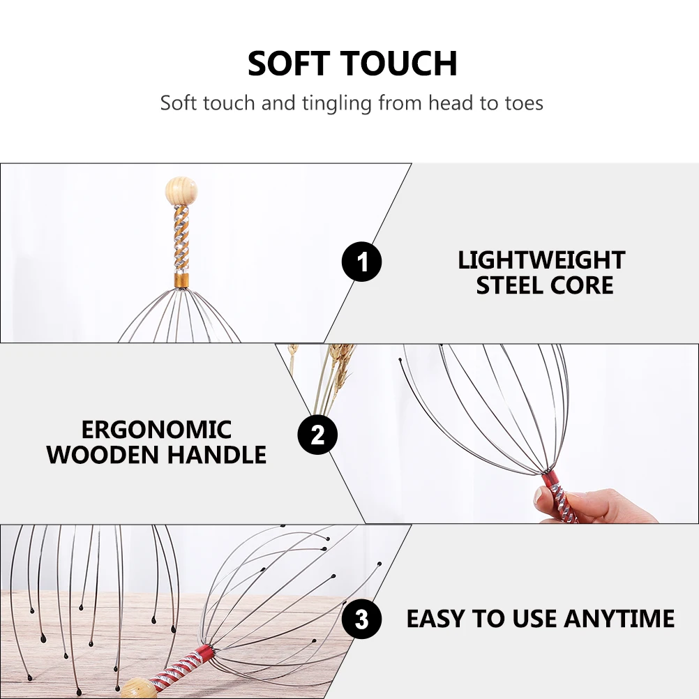 6pcs Scalp Massager Handheld Therapeutic Steel Core Wooden Handle Full Body Massage Neck Shoulders Legs Arms Feet Octopus
6pcs Scalp Massager Handheld Therapeutic Steel Core Wooden Handle Full Body Massage Neck Shoulders Legs Arms Feet Octopus