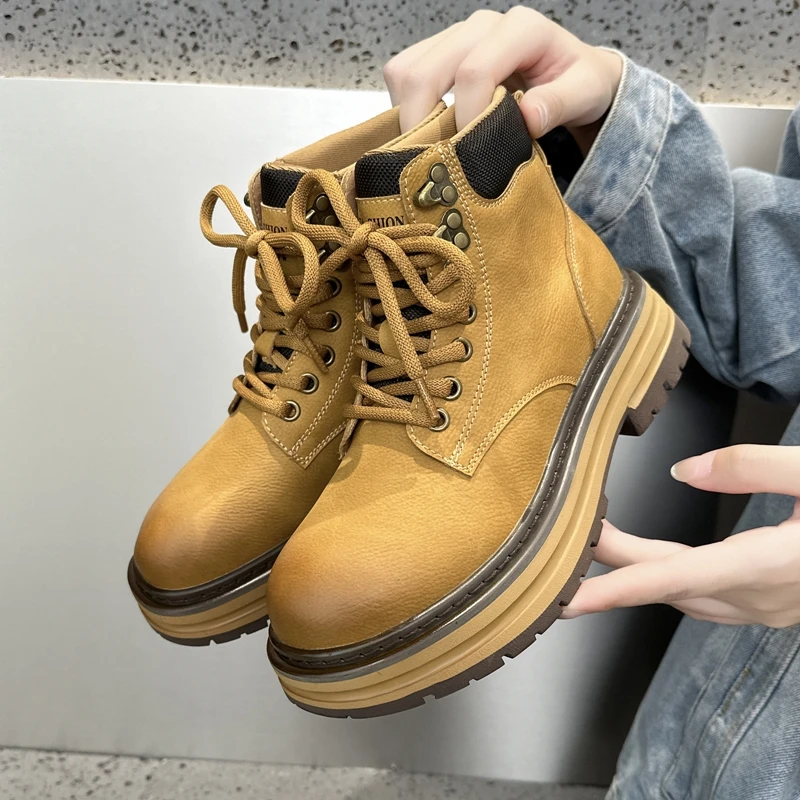 Women's Platform Boots Non-slip Wear-resistant Comfort Women Work Short Boots Fad Thick-soled Motorcycle Ankle Boots Botas Mujer
Women's Platform Boots Non-slip Wear-resistant Comfort Women Work Short Boots Fad Thick-soled Motorcycle Ankle Boots Botas Mujer