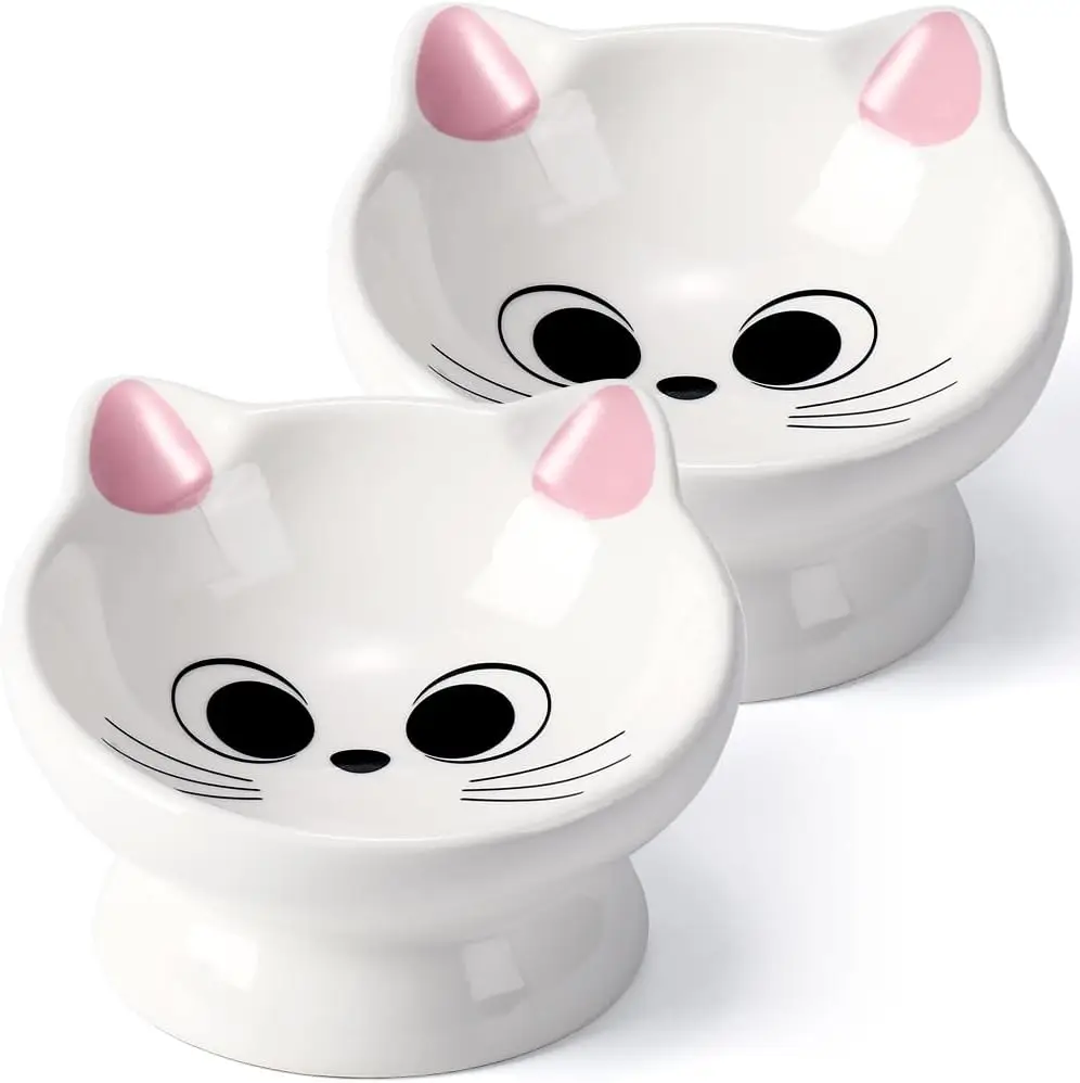 2-Piece Ceramic Raised Cat Food Bowl with 15° Tilt for Spine Health, Anti-Vomiting, Pink
2-Piece Ceramic Raised Cat Food Bowl with 15° Tilt for Spine Health, Anti-Vomiting, Pink