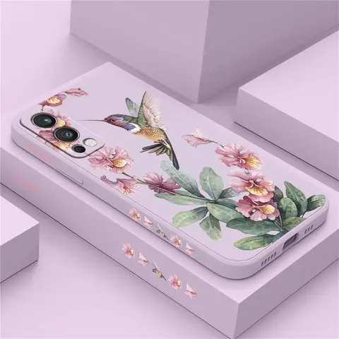 Oneplus Nord 3 2 ACE 2V custodia morbida in Silicone per Oneplus 9 9R 1 + 9 6 7 7T Pro 8 8T Cover con stampa di uccelli fiore antiurto liquido