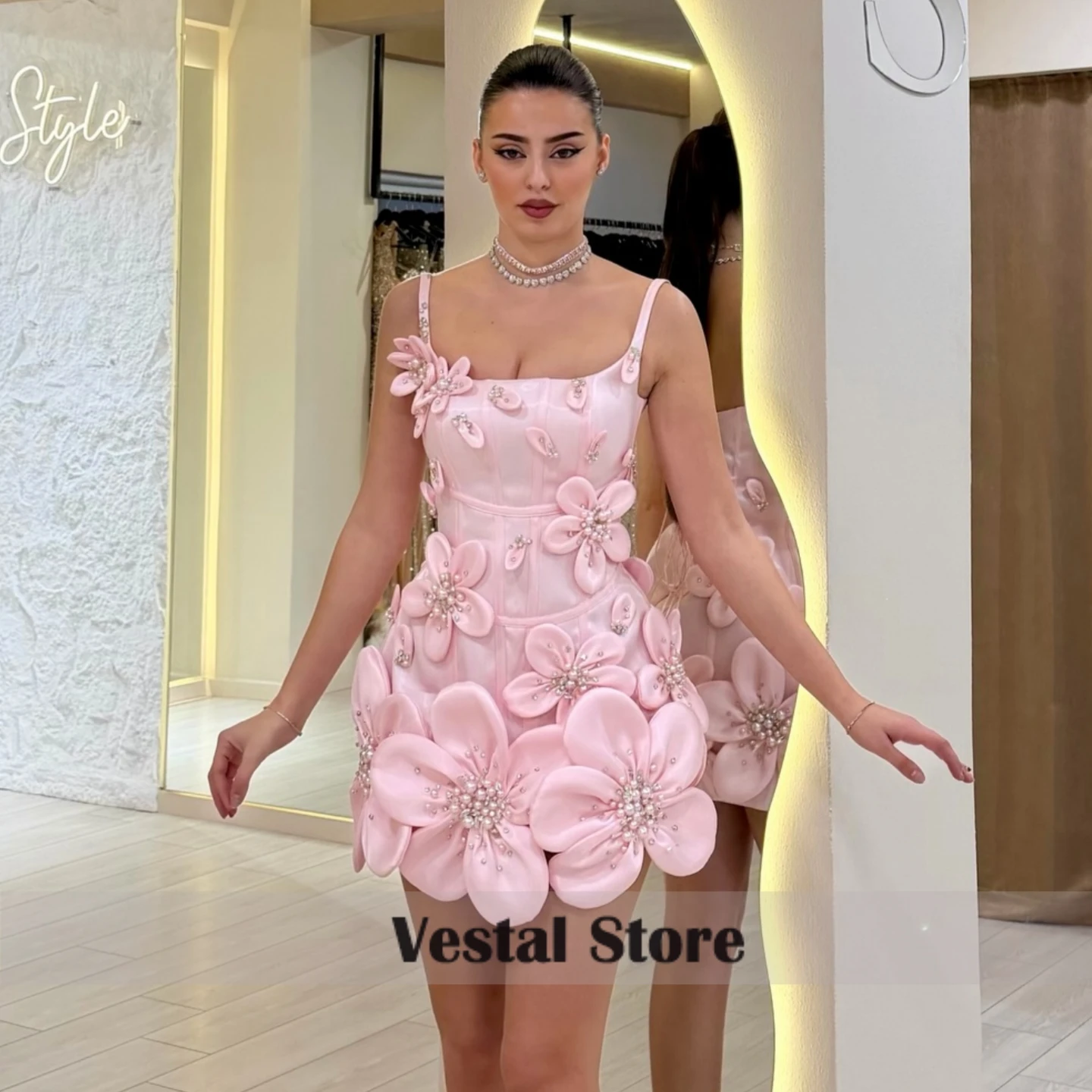 Vestal 3D Floral Homecoming Dress Pearls Beading Spaghetti Straps Mini Cocktail Birthday Party Vestidos De Fiesta Customized
Vestal 3D Floral Homecoming Dress Pearls Beading Spaghetti Straps Mini Cocktail Birthday Party Vestidos De Fiesta Customized