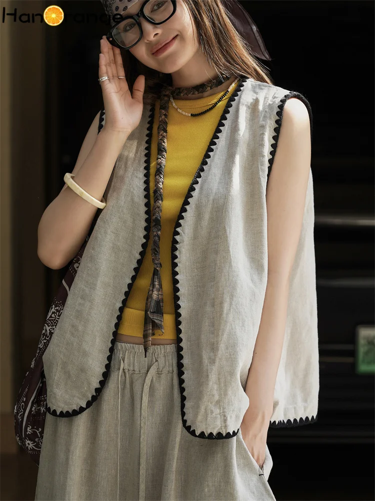 HanOrange 2025 Summer V-neck Pattern Knitted Hemp Cardigan Vest Women Dry Breathable Top Linen Color
HanOrange 2025 Summer V-neck Pattern Knitted Hemp Cardigan Vest Women Dry Breathable Top Linen Color