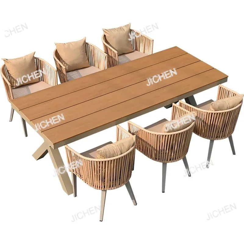 Outdoor Plastic Wood Garden Set Elegant Rattan Chair and Villa Patio Lounge Dining Table Open-air Terrace Patio
Outdoor Plastic Wood Garden Set Elegant Rattan Chair and Villa Patio Lounge Dining Table Open-air Terrace Patio