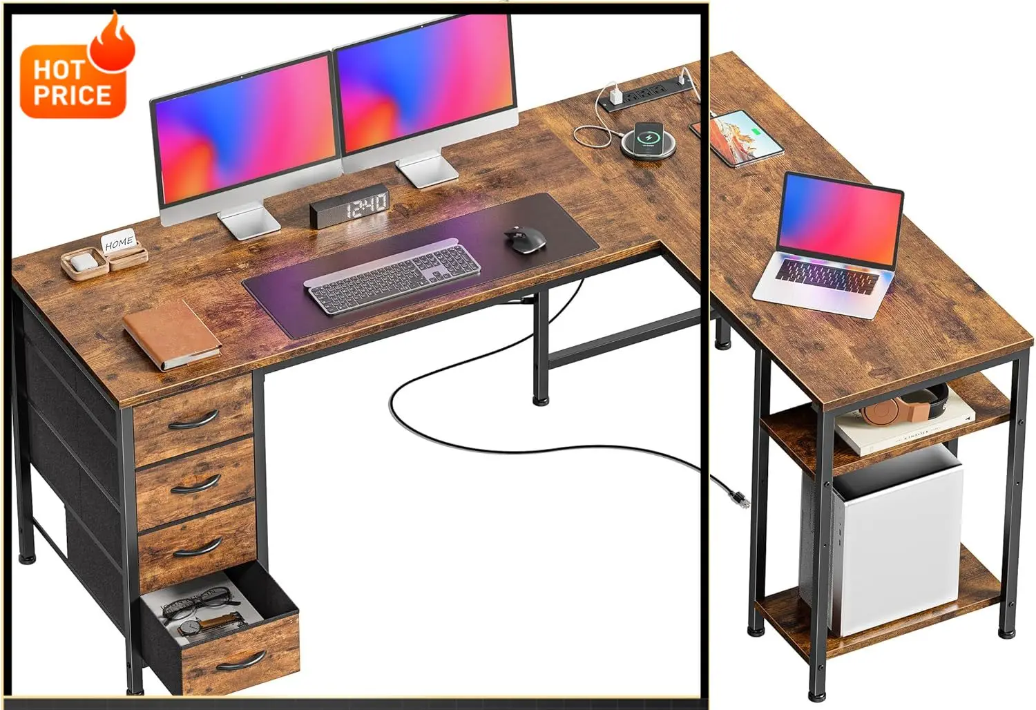 BestsellerBestseller55 Inch L Shaped Desk with Fabric Drawers, Reversible Computer Gaming Desk with Power Outlets and USB-C Port
BestsellerBestseller55 Inch L Shaped Desk with Fabric Drawers, Reversible Computer Gaming Desk with Power Outlets and USB-C Port