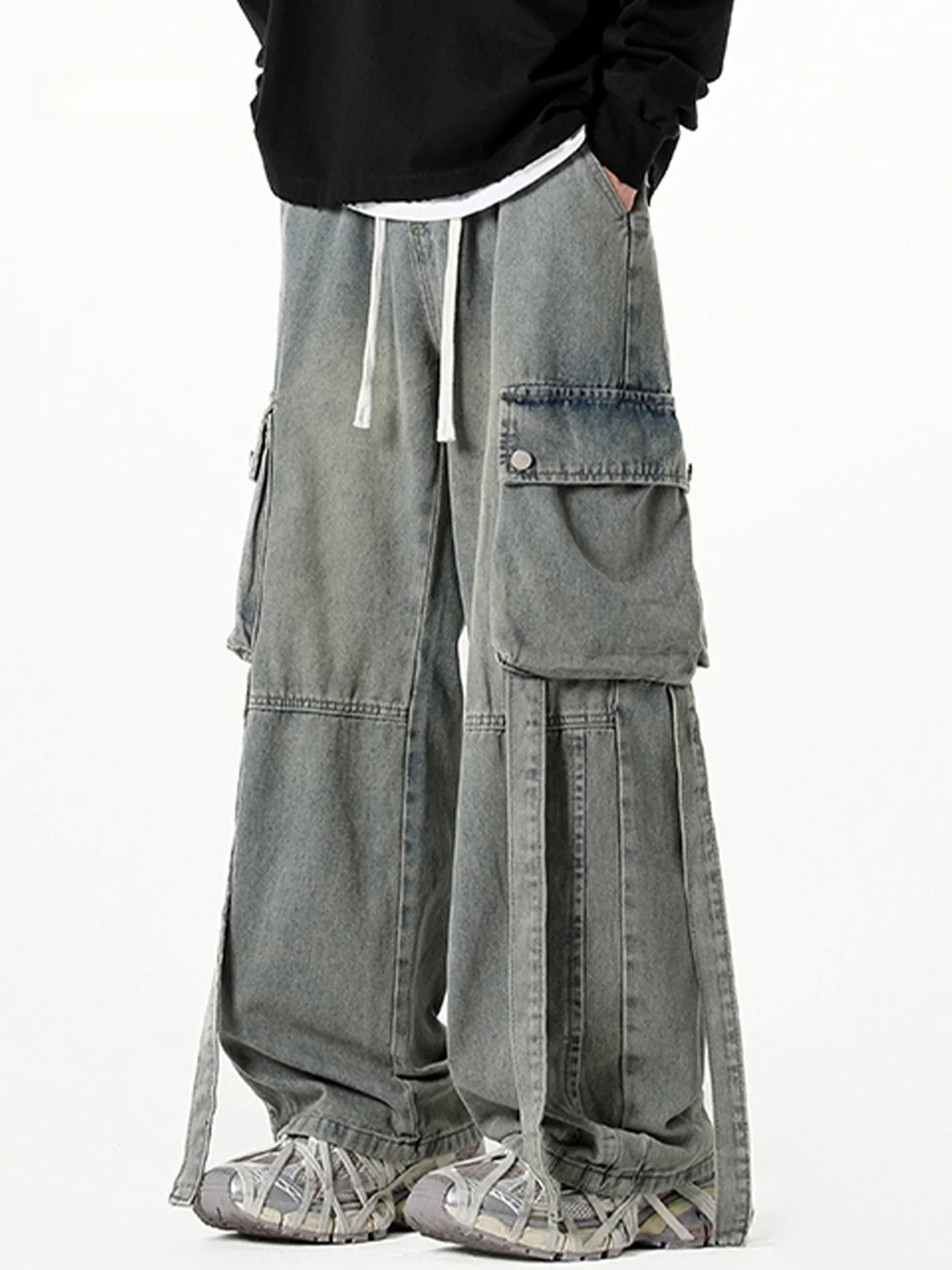 American High Street Sle Men's Straight Leg Wide Leg Jeans Workwear Waed Multi ket Long Trousers Casual Pure Color
American High Street Sle Men's Straight Leg Wide Leg Jeans Workwear Waed Multi ket Long Trousers Casual Pure Color