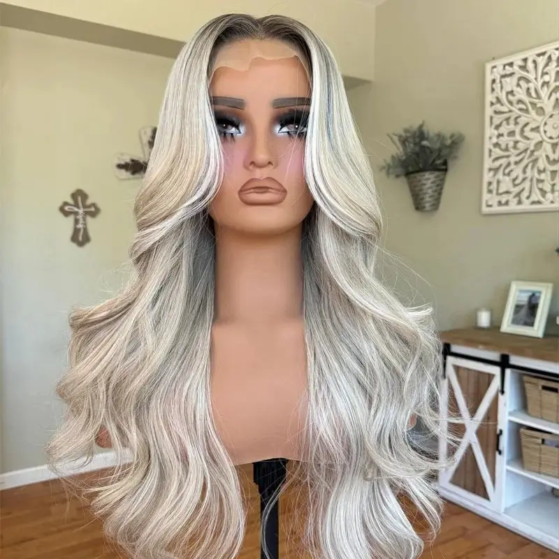 Golden Blonde Wig Human Hair Blend Platinum Blond Wig Rooted Balayage Highlights 13x4 Synthetic Lace Front Wig for Women Daily
Golden Blonde Wig Human Hair Blend Platinum Blond Wig Rooted Balayage Highlights 13x4 Synthetic Lace Front Wig for Women Daily