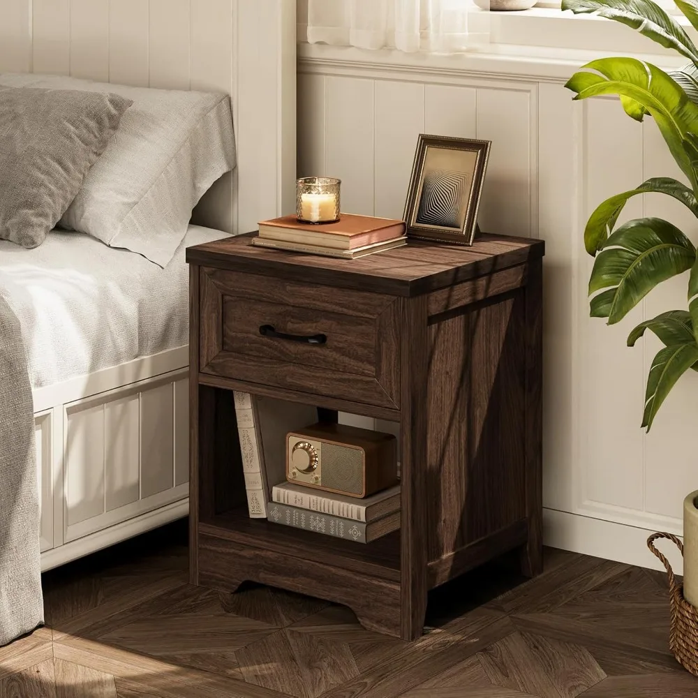 Farmhouse Nightstand Set of 2, Rustic End Tables with Drawer & Open Storage, Wood Bedside Tables for Bedroom, Customized
Farmhouse Nightstand Set of 2, Rustic End Tables with Drawer & Open Storage, Wood Bedside Tables for Bedroom, Customized