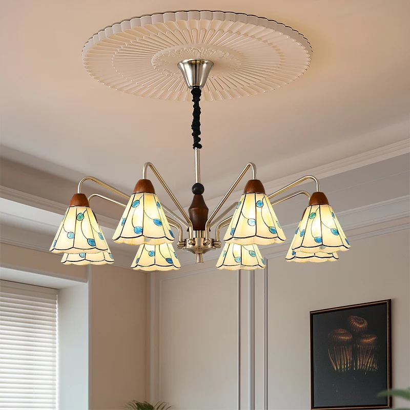 French Vintage Wrought Iron LED Chandeliers Taper Glass Pendant Light Living Room Bedroom Restaurant Kitchen Wooden Hanging Lamp
French Vintage Wrought Iron LED Chandeliers Taper Glass Pendant Light Living Room Bedroom Restaurant Kitchen Wooden Hanging Lamp