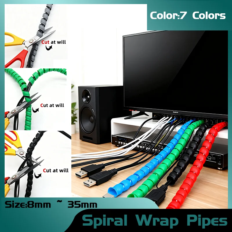 1/5m Flexible Spiral Wrap Winding Tube Wire Protection Sleeve Cover Cable Protector Durable Line Organizer Pipe 8mm ~ 35mm
1/5m Flexible Spiral Wrap Winding Tube Wire Protection Sleeve Cover Cable Protector Durable Line Organizer Pipe 8mm ~ 35mm