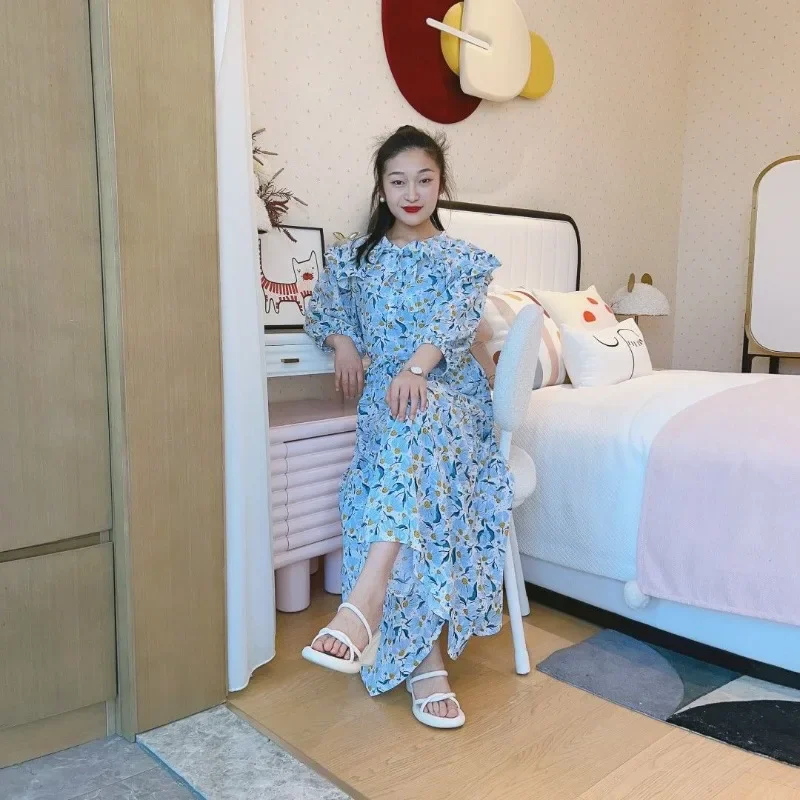 Summer Nightgown Long Printed Cotton and Silk Dress French High-end Spring Summer Fashion Floral Thin Age-reducing Dress Women
Summer Nightgown Long Printed Cotton and Silk Dress French High-end Spring Summer Fashion Floral Thin Age-reducing Dress Women