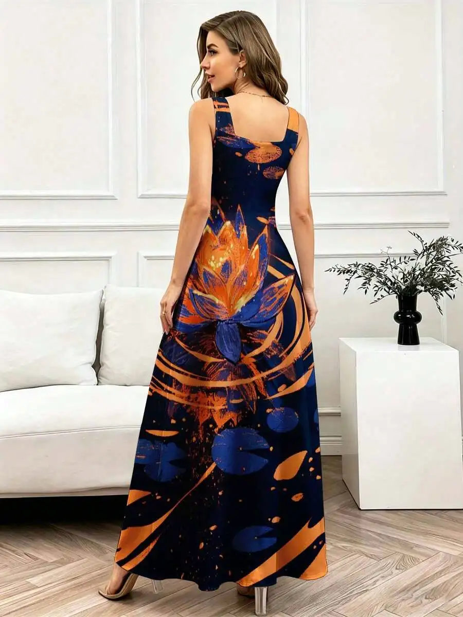 Square Neck Lotus Print Maxi Dress Sleeveless Women Casual Long Dress
Square Neck Lotus Print Maxi Dress Sleeveless Women Casual Long Dress