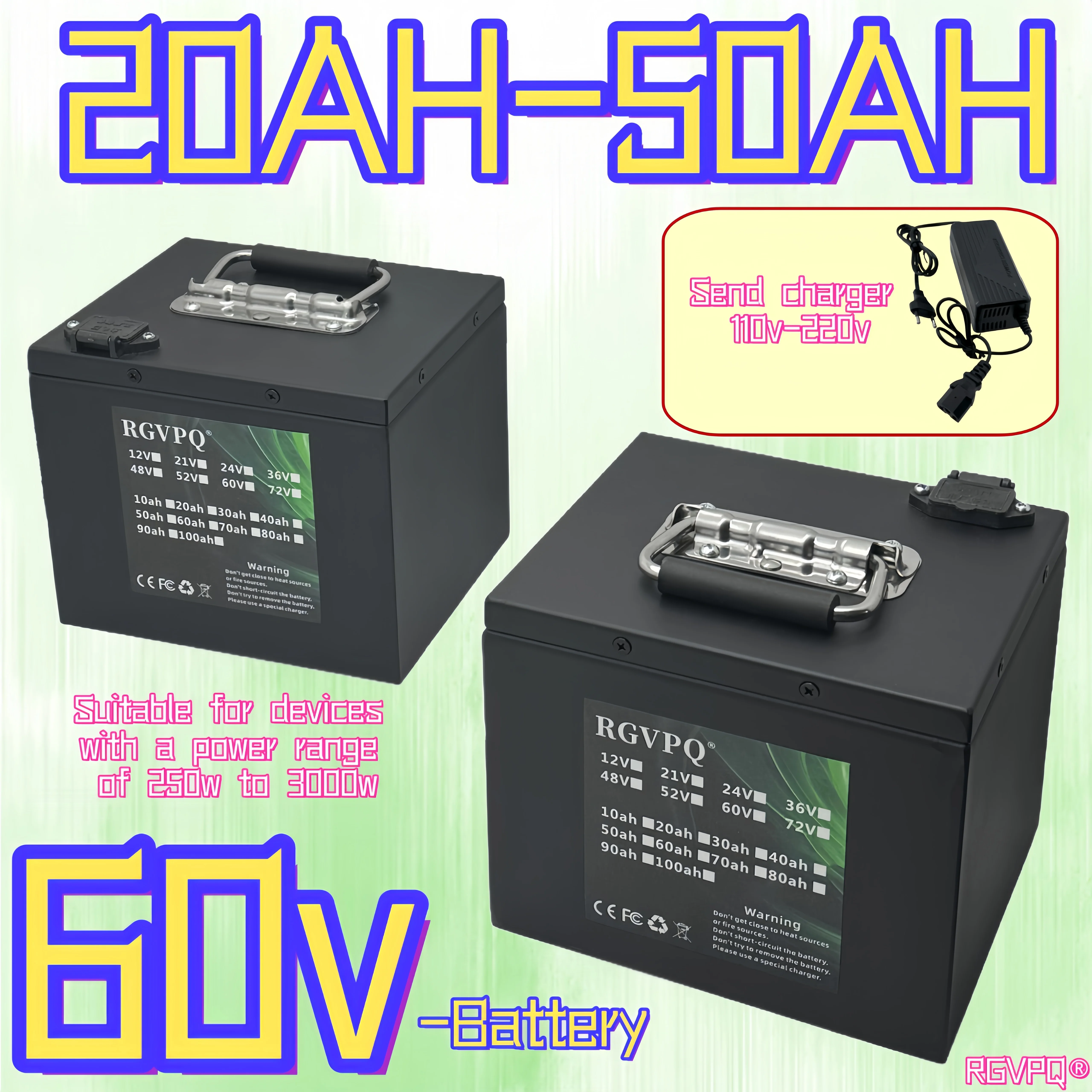 18650 60V20AH-50AH lithium-ion battery, air transportation, full capacity, suitable for motors below 1000W-3000W
18650 60V20AH-50AH lithium-ion battery, air transportation, full capacity, suitable for motors below 1000W-3000W