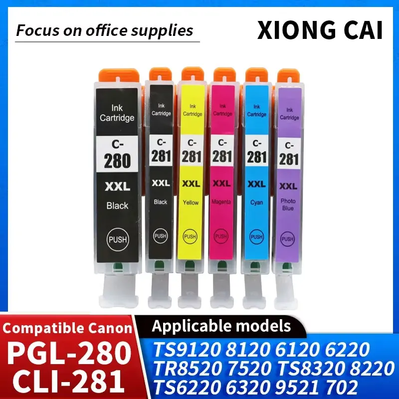 Совместим с Canon 280 280 281 PGI-280 CLI-281 картридж TS6220 TS6320 TS9521 TS702 TS8320 TS8220 картридж для принтера
Совместим с Canon 280 280 281 PGI-280 CLI-281 картридж TS6220 TS6320 TS9521 TS702 TS8320 TS8220 картридж для принтера