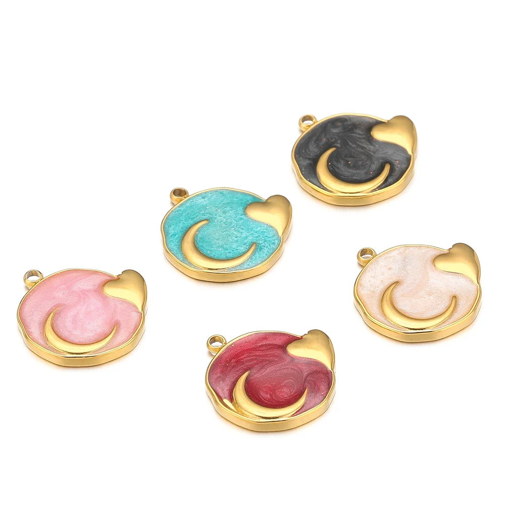 5pcs Stainless Steel 18k Vacuum Gold Plated Enamel Moon Charms Heart Pendants for DIY Jewelry Necklace Bracelet Making Findings
5pcs Stainless Steel 18k Vacuum Gold Plated Enamel Moon Charms Heart Pendants for DIY Jewelry Necklace Bracelet Making Findings