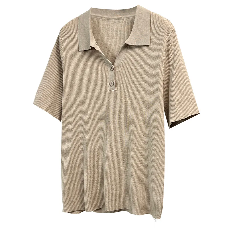 2026 Summer Plus Size Preppy Style Polo Neck Ice Silk Knit T-Shirt Women Slim Top 551
2026 Summer Plus Size Preppy Style Polo Neck Ice Silk Knit T-Shirt Women Slim Top 551