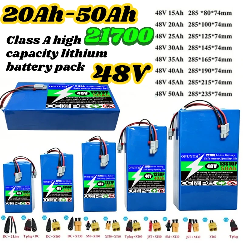 New 48V 15Ah-50Ah 21700 Class A High Capacity Lithium Battery Pack Built-in 20-60A BMS for Electric Scooter Bicycle Battery Pack
New 48V 15Ah-50Ah 21700 Class A High Capacity Lithium Battery Pack Built-in 20-60A BMS for Electric Scooter Bicycle Battery Pack