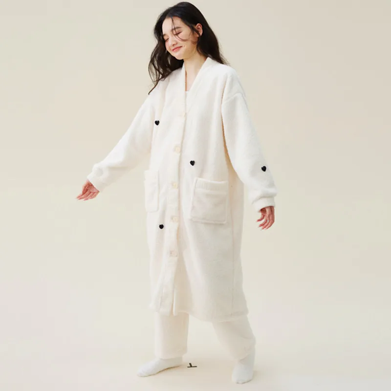 Coral Velvet Warm Pajamas Women Autumn Winter Cardigan Trousers Sets Thick Home Clothes Flannel Outside Wear Sleepwear Suit
Coral Velvet Warm Pajamas Women Autumn Winter Cardigan Trousers Sets Thick Home Clothes Flannel Outside Wear Sleepwear Suit