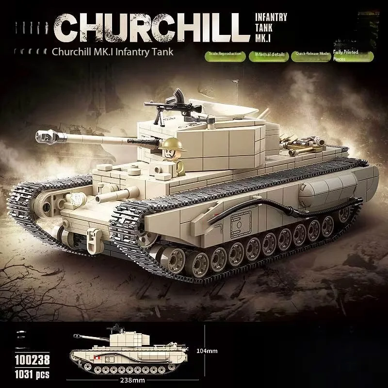 100238 Churchill Infantry Tank Building Blocks, Classic British Armored Vehicle Assembled Model,Craft Ornament for Gift
100238 Churchill Infantry Tank Building Blocks, Classic British Armored Vehicle Assembled Model,Craft Ornament for Gift