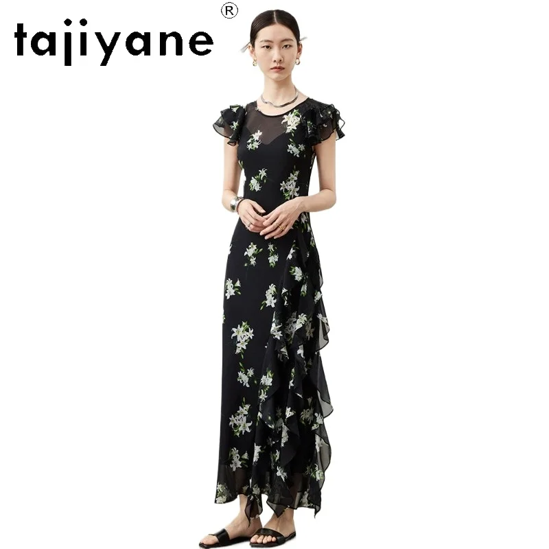 TAJIYANE 96.1% Mulberry Silk Women's Casual Dresses Ruffled Edge Dresses for Woman A-line Skirt Summer Clothes Платье Женское
TAJIYANE 96.1% Mulberry Silk Women's Casual Dresses Ruffled Edge Dresses for Woman A-line Skirt Summer Clothes Платье Женское