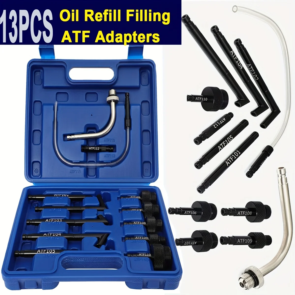 13pcs Transmission Fluid Oil Refilling Kit ATF Filler Adapter for Ford VW Audi Honda Vehicles with Oil Refill Connector
13pcs Transmission Fluid Oil Refilling Kit ATF Filler Adapter for Ford VW Audi Honda Vehicles with Oil Refill Connector