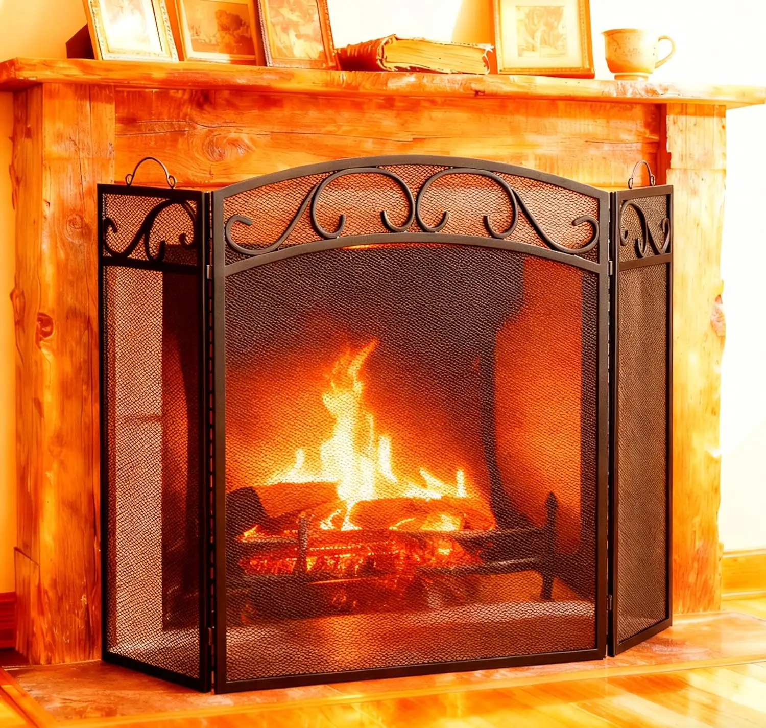 Fireplace Screen 3 Panel with Handles Wrought Iron 51"(L) x31(H) Spark Guard Cover(Sanded Black)
Fireplace Screen 3 Panel with Handles Wrought Iron 51"(L) x31(H) Spark Guard Cover(Sanded Black)