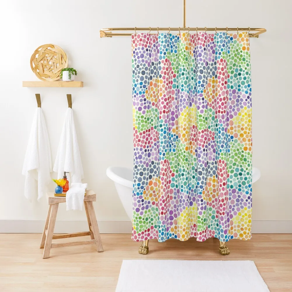 Акварельные радужные точки на белом занавеске для душа Забавный душ для ванной комнаты Занавеска для ванной комнаты 
Акварельные радужные точки на белом занавеске для душа Забавный душ для ванной комнаты Занавеска для ванной комнаты