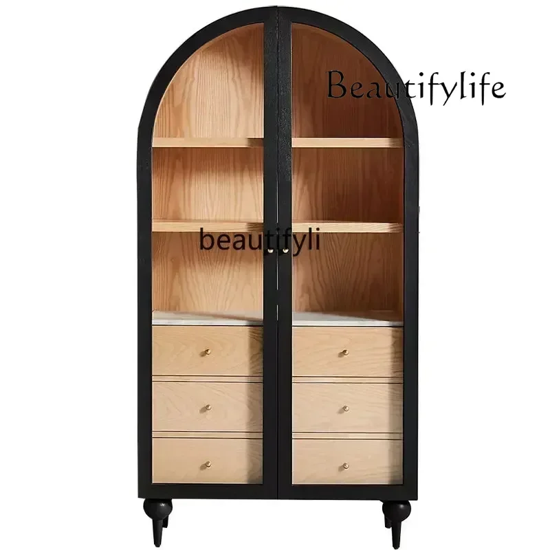 Retro Black Arched Double Door Solid Wood Bookcase American Color Matching Glass Storage Cabinet Sideboard Cabinet
Retro Black Arched Double Door Solid Wood Bookcase American Color Matching Glass Storage Cabinet Sideboard Cabinet