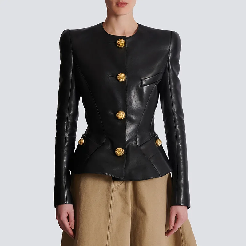 Designer Women's High-End Street Biker Style Leather Jacket Autumn Winter Fashion Jacket Black
Designer Women's High-End Street Biker Style Leather Jacket Autumn Winter Fashion Jacket Black