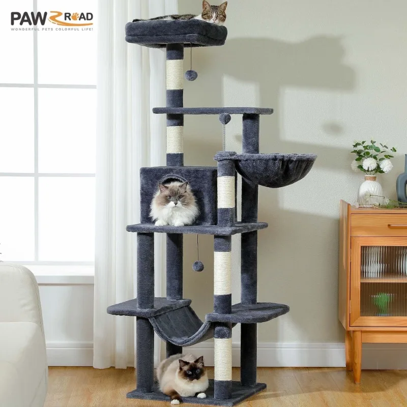 PAWZ Road 64" Cat Tree 5-Tier Sisal Scratching Post Tower Hammock Perch for Indoor Cats
PAWZ Road 64" Cat Tree 5-Tier Sisal Scratching Post Tower Hammock Perch for Indoor Cats