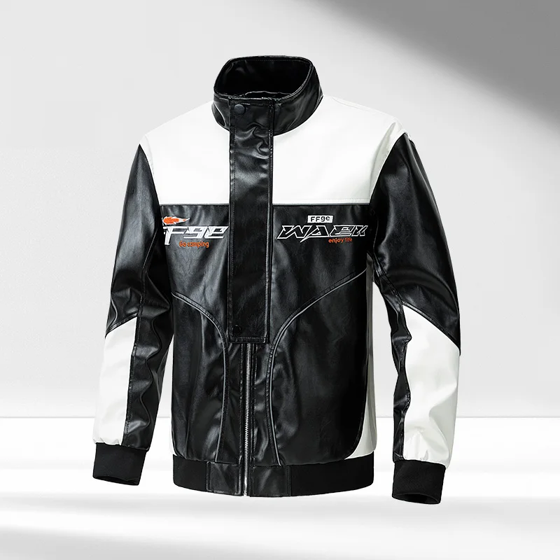 Korean Fashion Men Patchwork Motorcycle Jacket Stand Collar Windproof Faux PU Leather Motorbike Coat Outerwear Streetwear Jacket
Korean Fashion Men Patchwork Motorcycle Jacket Stand Collar Windproof Faux PU Leather Motorbike Coat Outerwear Streetwear Jacket