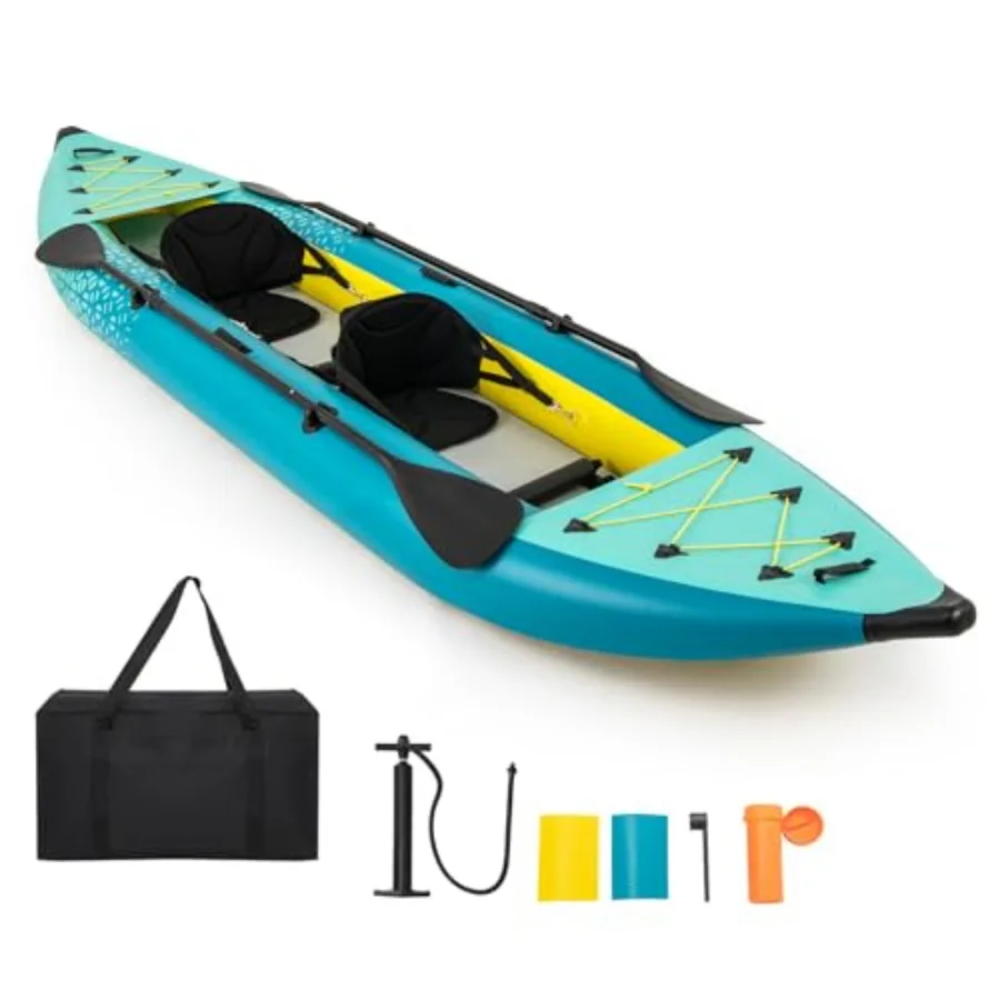 Inflatable Kayak for fishing and touring, PVC material, gray-blue color, 12.5ft tandem design with 507lbs capacity, includes pa
Inflatable Kayak for fishing and touring, PVC material, gray-blue color, 12.5ft tandem design with 507lbs capacity, includes pa