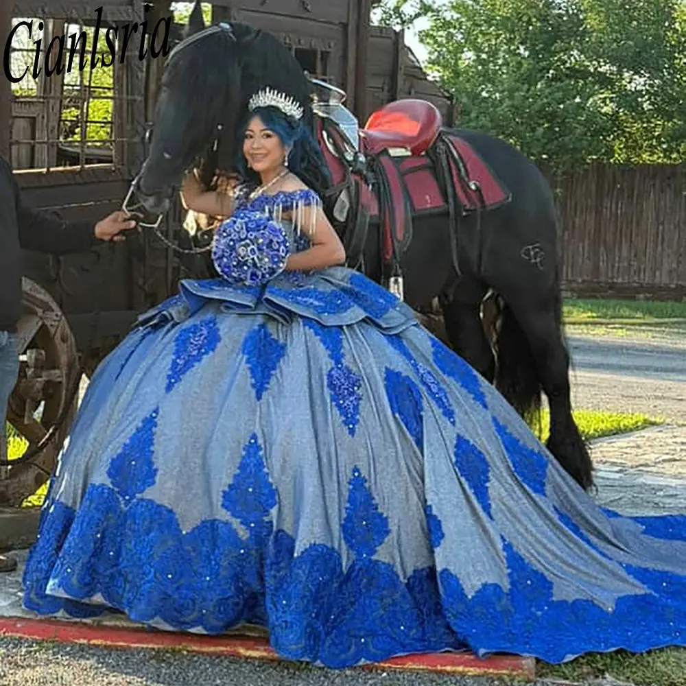 Royal Blue Beading Tassel Ruffles Quinceanera Dresses Ball Gown Off The Shoulder Appliques Lace Sweet 15 Vestidos De XV Años
Royal Blue Beading Tassel Ruffles Quinceanera Dresses Ball Gown Off The Shoulder Appliques Lace Sweet 15 Vestidos De XV Años