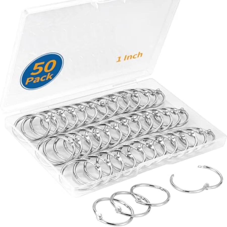 50 Pack Binder Rings 1 Inch, Loose Leaf Binder Rings for Index Cards, Metal Steel Paper Rings, Small Binder Rings, Office Metal
50 Pack Binder Rings 1 Inch, Loose Leaf Binder Rings for Index Cards, Metal Steel Paper Rings, Small Binder Rings, Office Metal