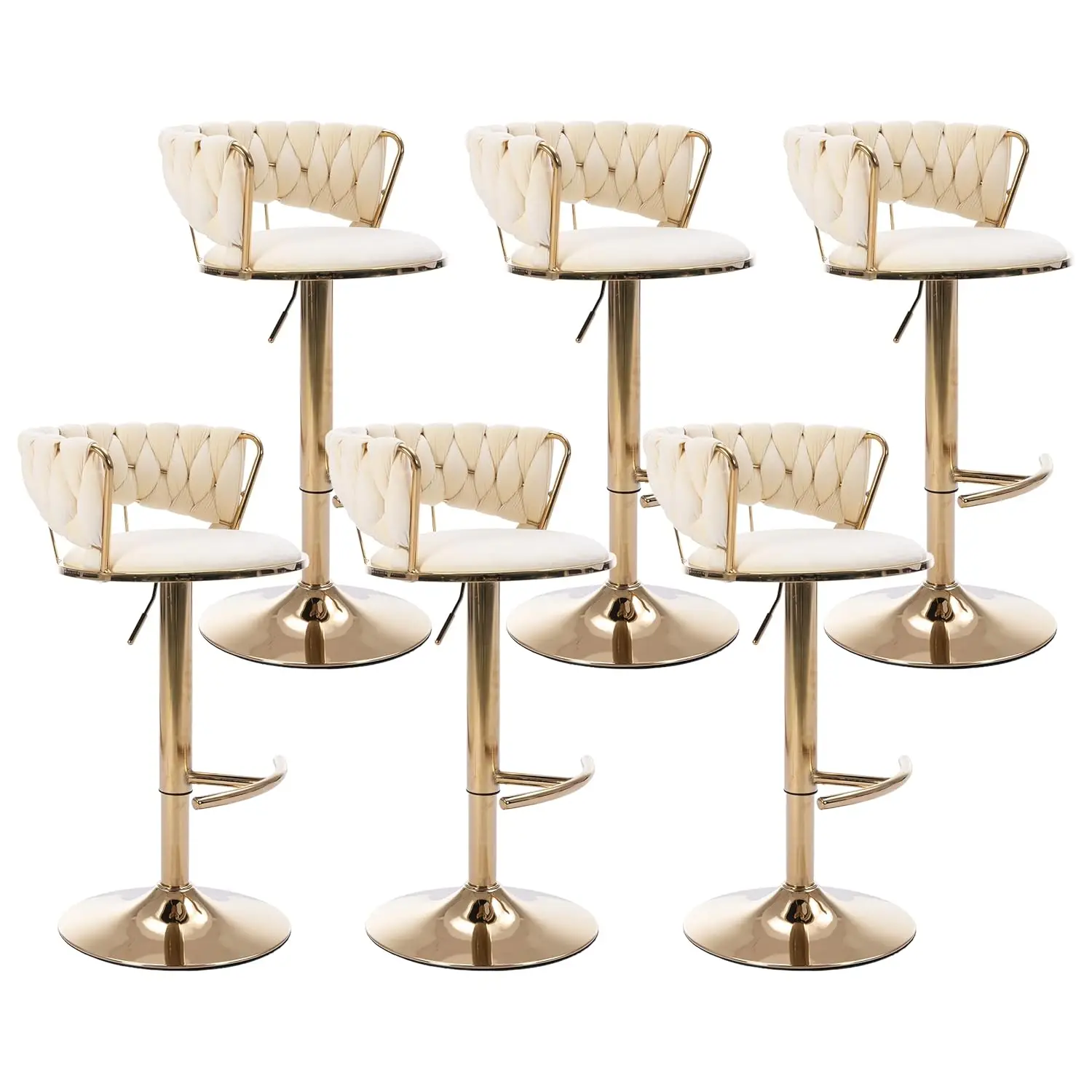 Velvet Adjustable Swivel Bar Stool Set Golden Metal Leg Chrome Base Kitchen Dining, Customized
Velvet Adjustable Swivel Bar Stool Set Golden Metal Leg Chrome Base Kitchen Dining, Customized