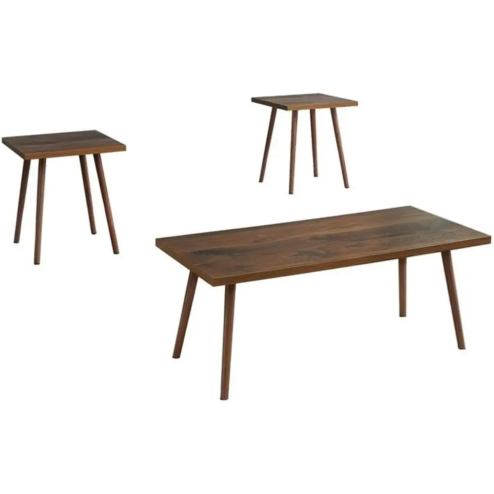 3-Piece Coffee & End Table Set with Walnut Laminate Finish, Solid Wood Legs, 47.25 Coffee Table and Two 21.5 End Tables, Easy Cl
3-Piece Coffee & End Table Set with Walnut Laminate Finish, Solid Wood Legs, 47.25 Coffee Table and Two 21.5 End Tables, Easy Cl