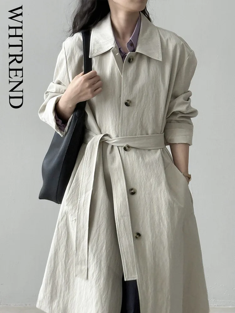 WHTREND однобортный плащ с лацканами для женщин, ветровка средней длины с поясом, осеннее пальто высокого класса в корейском стиле WH1940
WHTREND однобортный плащ с лацканами для женщин, ветровка средней длины с поясом, осеннее пальто высокого класса в корейском стиле WH1940