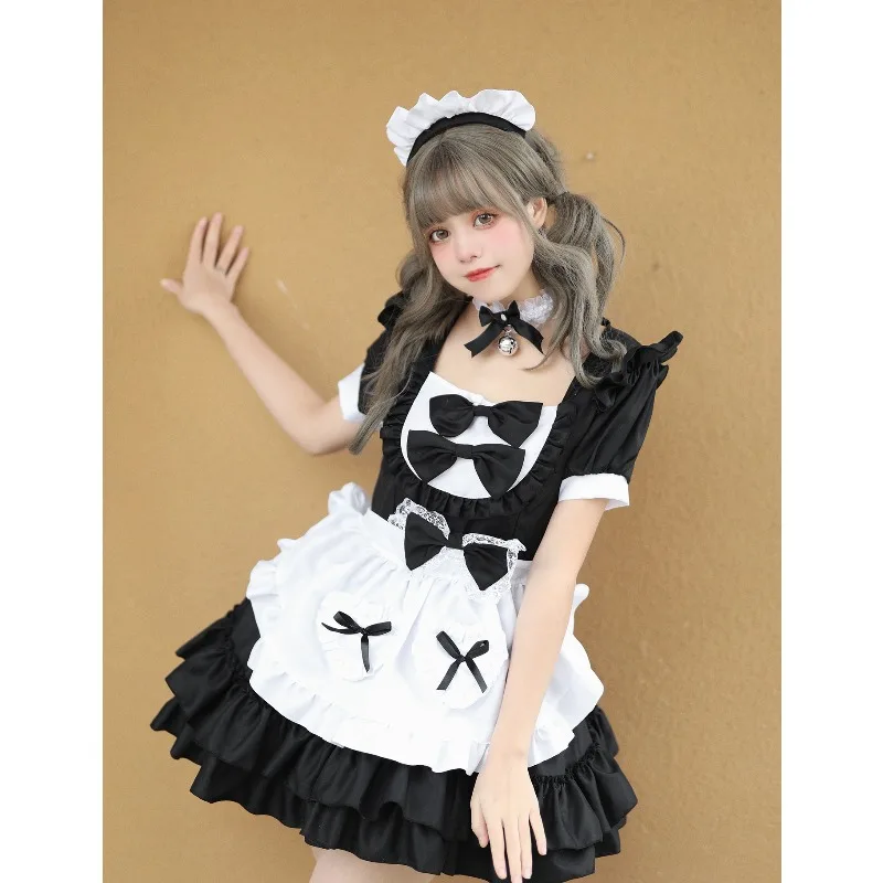 Black Kawaii Japanese Sweet Lolita Maid Dress Set, Cute Anime Cosplay Uniform for Role Play, Party, Stage Show & Carnival
Black Kawaii Japanese Sweet Lolita Maid Dress Set, Cute Anime Cosplay Uniform for Role Play, Party, Stage Show & Carnival