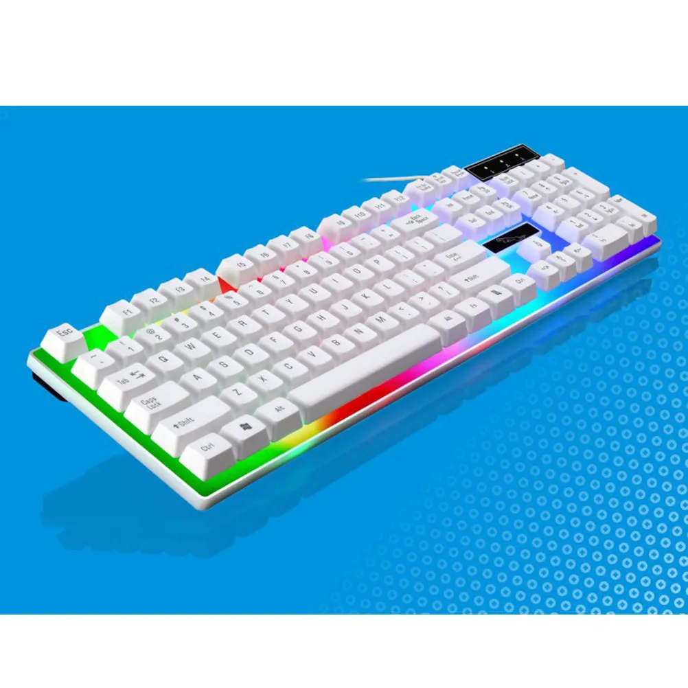 Backlight USB Keyboard Wired Portable White Computer Keyboard Stylish Design Comfortable Keys Suitable for Computer Phone Tablet