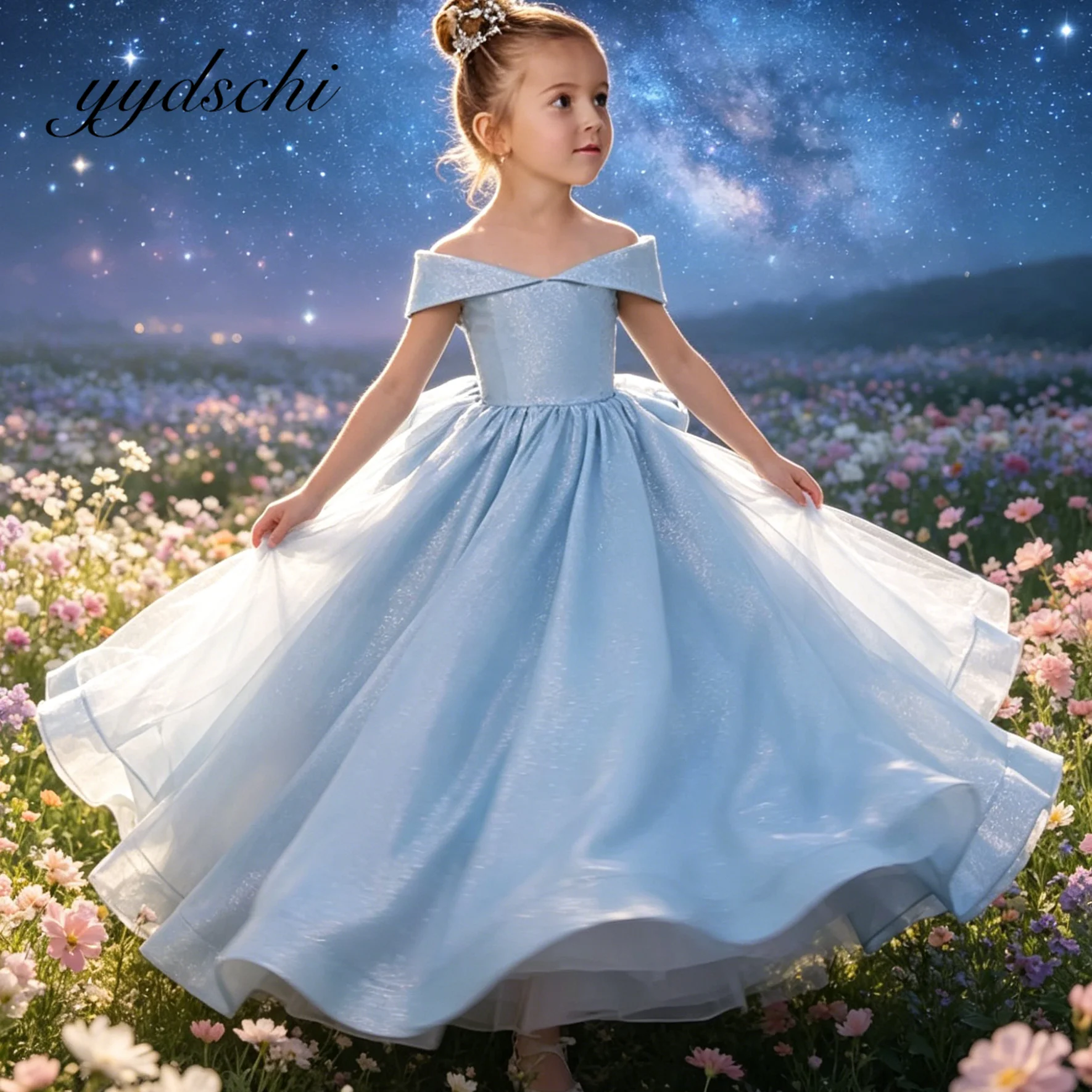 Customized Pure Blue Baby Girl Prom Dress Off the Shoulder A-line Tulle Shiny Flower Girl Dress For Wedding Party Pageant Dress
Customized Pure Blue Baby Girl Prom Dress Off the Shoulder A-line Tulle Shiny Flower Girl Dress For Wedding Party Pageant Dress
