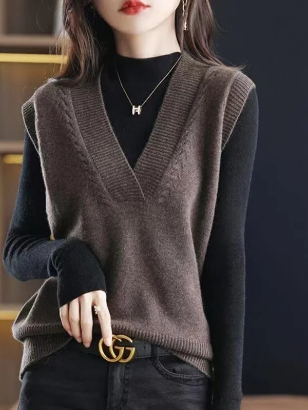 Women's Knitted Vest Top European Style Outerwear Sweater V-Neck Regular Length Pure Color Commute Style Autumn Season
Women's Knitted Vest Top European Style Outerwear Sweater V-Neck Regular Length Pure Color Commute Style Autumn Season