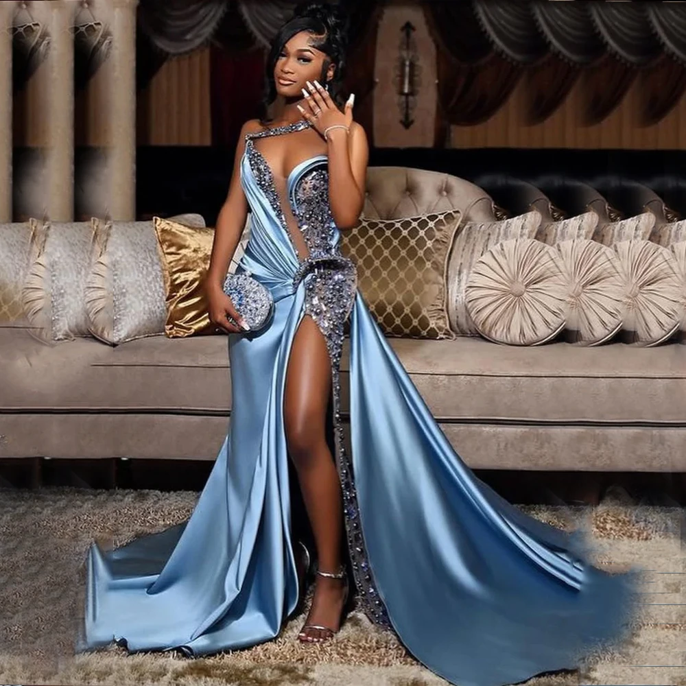 Mermaid Beaded Luxury Prom Dresses Elegant Evening Party Gowns Strapless Satin Sexy Vestidos De Gala Side Split Customized
Mermaid Beaded Luxury Prom Dresses Elegant Evening Party Gowns Strapless Satin Sexy Vestidos De Gala Side Split Customized