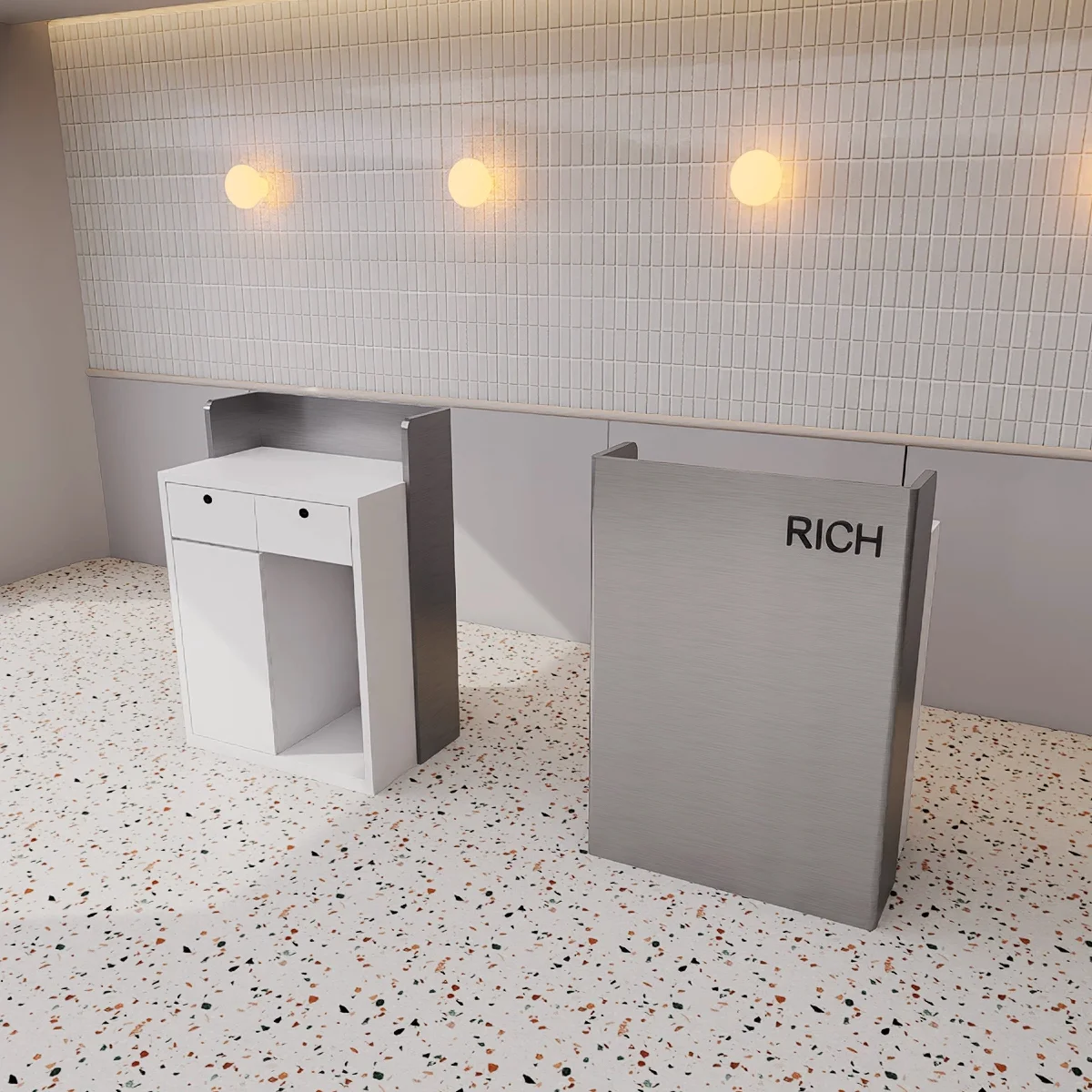 Shop Small checkout page Hotel reception desk Stainless steel bar table Welcome desk 4S shop Shopping desk Restaurant Light
Shop Small checkout page Hotel reception desk Stainless steel bar table Welcome desk 4S shop Shopping desk Restaurant Light