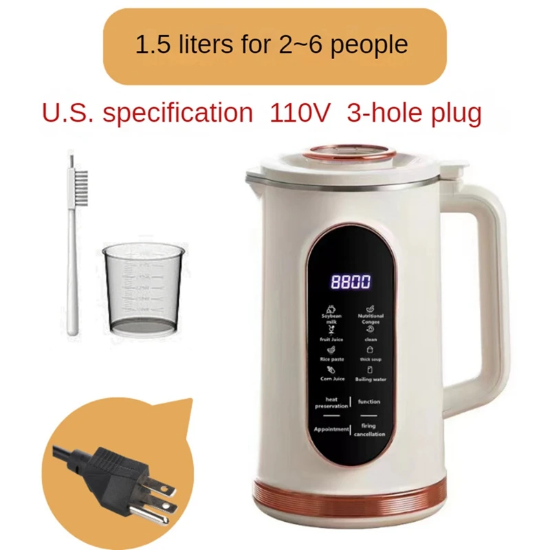 Electric Soy Milk Wall Breaking Machine 10-Leaf Blade Machine Juicer Blender Mixer Soybean Milk Maker US Plug
Electric Soy Milk Wall Breaking Machine 10-Leaf Blade Machine Juicer Blender Mixer Soybean Milk Maker US Plug