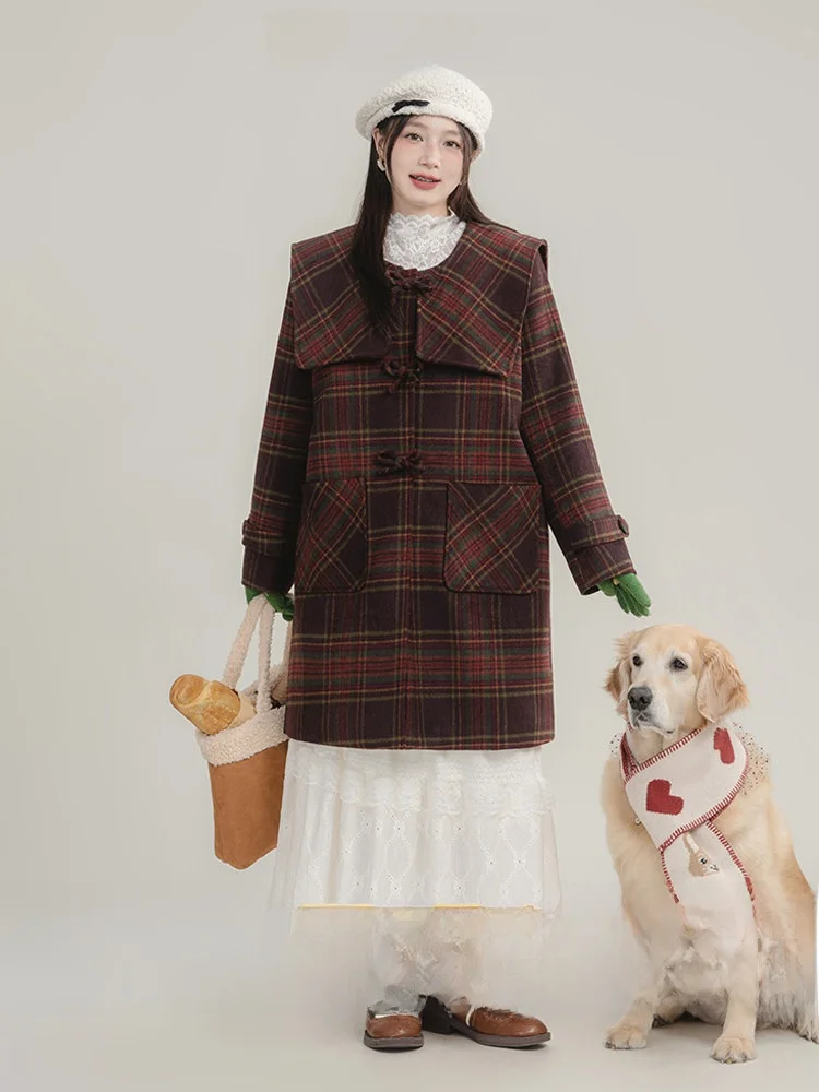Heynew plus Size Women's Woolen Coat with Large Collar Tartan Pattern British Style Winter New Arrival for Plump Ladies
Heynew plus Size Women's Woolen Coat with Large Collar Tartan Pattern British Style Winter New Arrival for Plump Ladies
