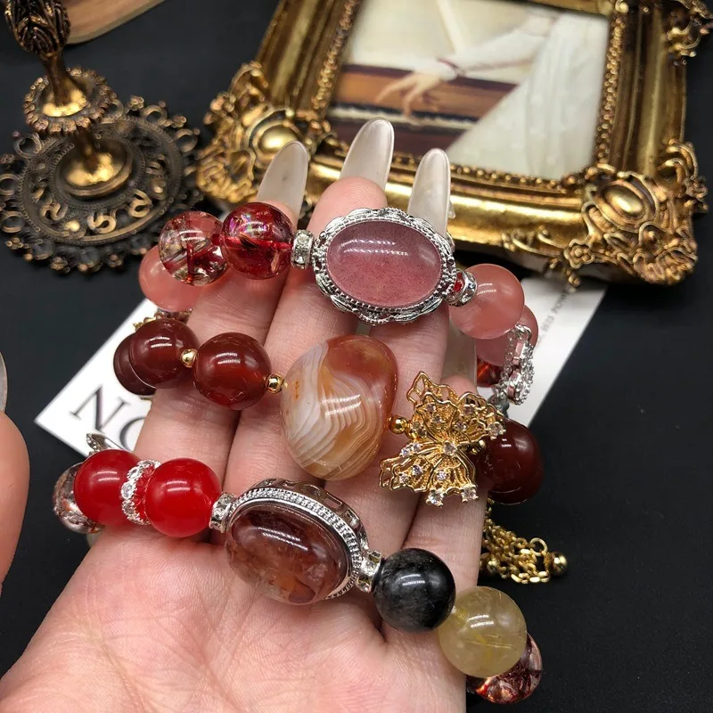 Retro Style Fashion Jewelry Elegant Agate Red Glue Flower Chalcedony Beaded Bracelet Bracelet Medieval Versatile Jewelry
Retro Style Fashion Jewelry Elegant Agate Red Glue Flower Chalcedony Beaded Bracelet Bracelet Medieval Versatile Jewelry